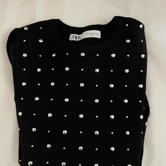 Zara fancy beaded black top - Picture 2 of 3